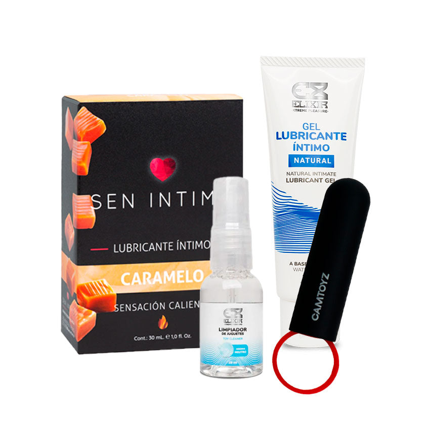 Combo Bala Vibradora (O-Bullet / Natu 50 / Limpia 30 ml / Caramelo)