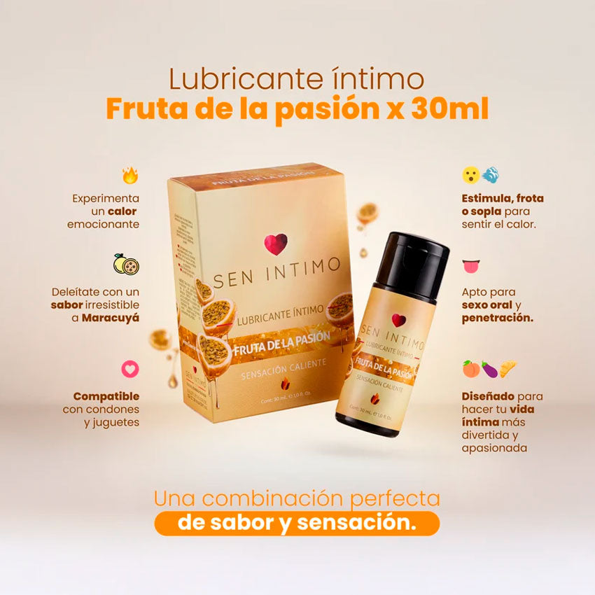 Lubricante Íntimo Caliente con Sabor a Maracuyá 30 ml – Sen Íntimo